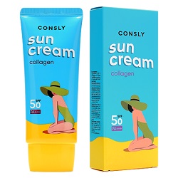 Солнцезащитный крем с морским коллагеном для нормальной и сухой кожи Consly Daily Protection Collagen Sun Cream SPF 50/PA+++, 50 мл