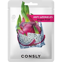 Антивозрастная тканевая маска с экстрактом драгонфрута CONSLY Dragon Fruit Anti-Wrinkles Mask Pack, 5 шт.