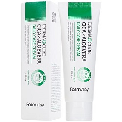 Успокаивающий крем для лица с центеллой азиатской и алоэ FarmStay DERMA CUBE Cica & Aloevera Daily Care Cream 80 мл