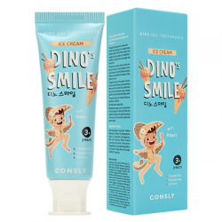 Детская гелевая зубная паста c ксилитом и вкусом пломбира Consly DINO's SMILE Kids Gel Toothpaste with Xylitol and Ice Cream, 60 г