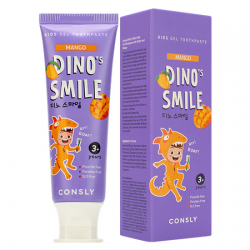 Детская гелевая зубная паста c ксилитом и вкусом манго Consly DINO's SMILE Kids Gel Toothpaste with Xylitol and Mango, 60 г